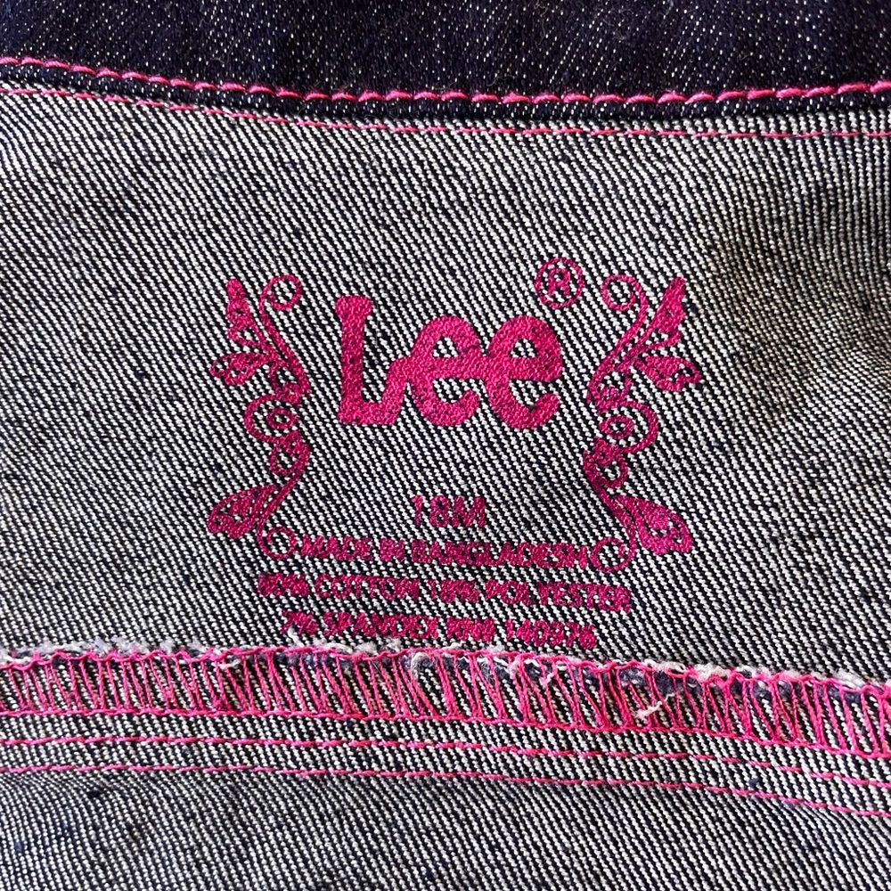 Vintage Y2K Lee Jeans Baby Girl Denim Vest, Rhinestone Buttons, Pink Stitching - Picture 10 of 12